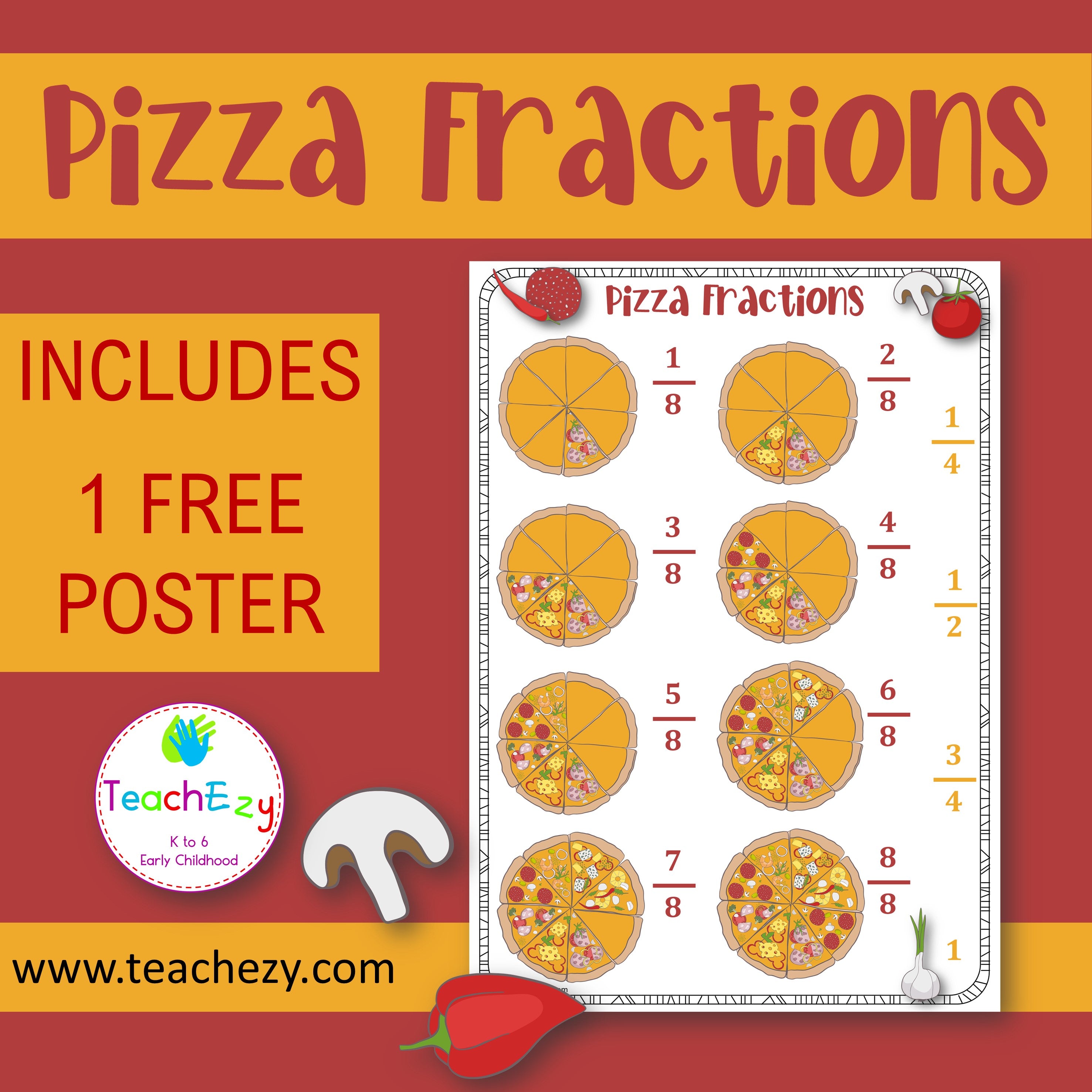 Pizza Fractions Poster Free Resource – Teachezy