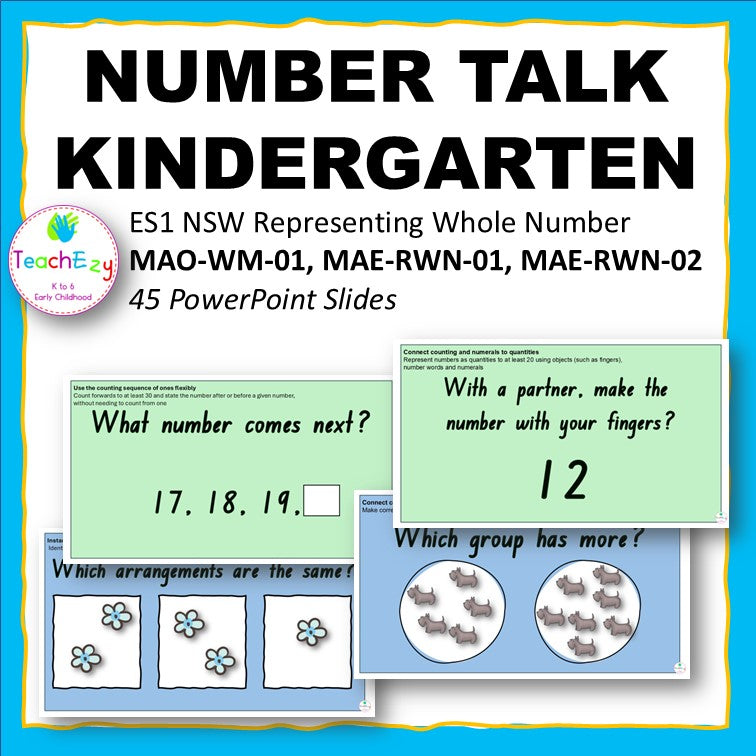 Number Talk PowerPoint slideshow for Kindergarten NSW Australia