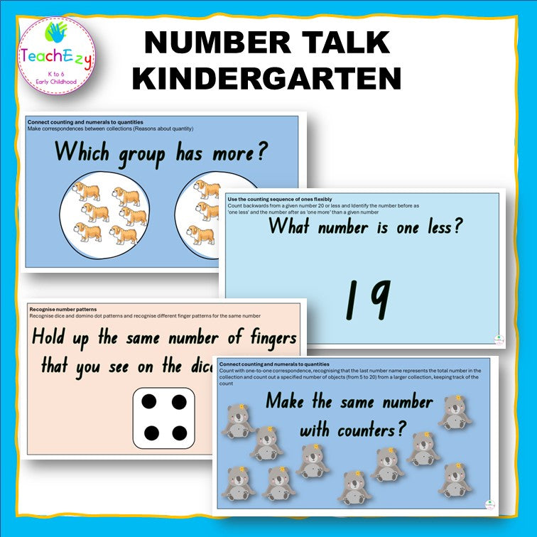 Number Talk PowerPoint slideshow for Kindergarten NSW Australia