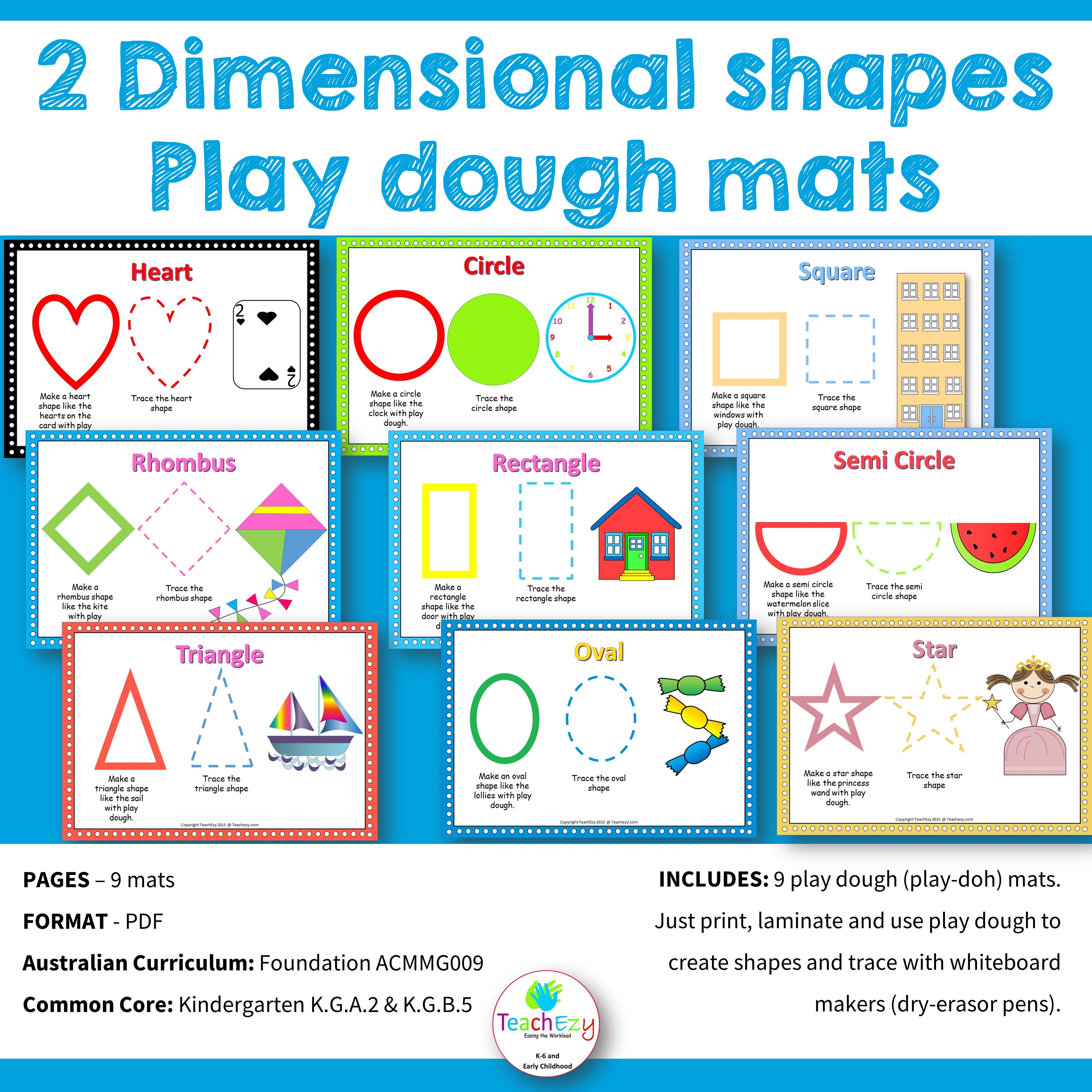 2D Shapes Play Dough and Tracing Mats – TeachEzy